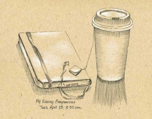 tea and moleskine sketch