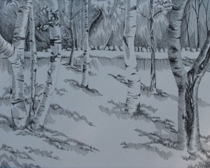 pen and ink trees