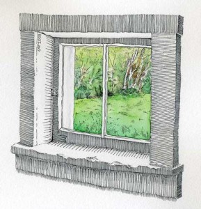 window ink drawing