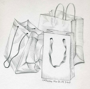 shopping bags sketch