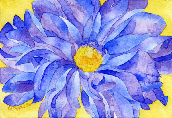 blue and purple watercolor flower