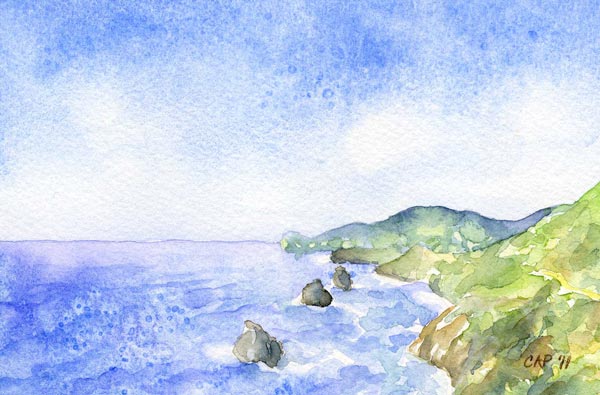 Sardinia watercolor seascape