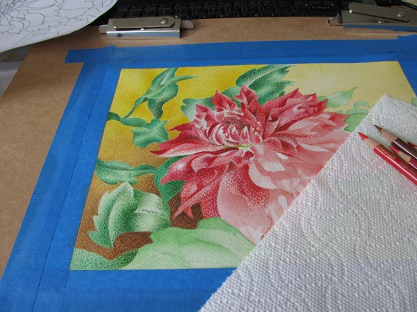 in progress floral painting