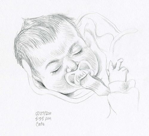 sleeping baby sketch