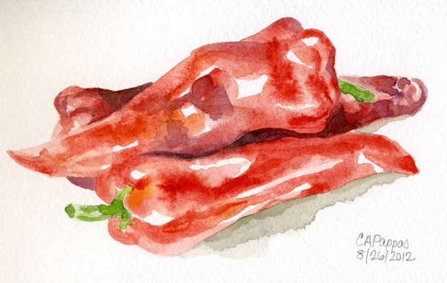 red peppers watercolor