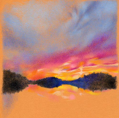 sunset drawing in progress