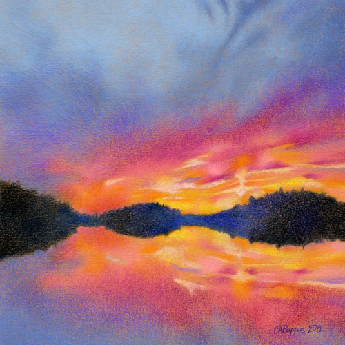 colored pencil sunset painting