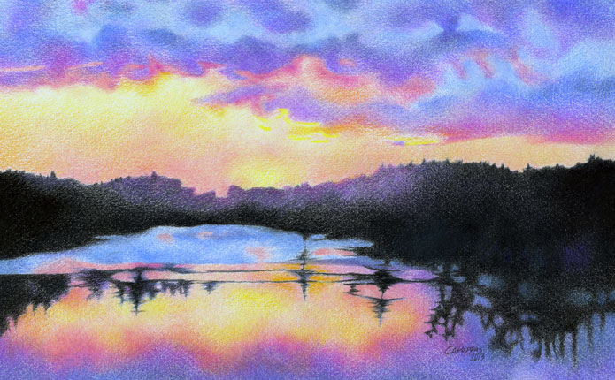 colored pencil sunset